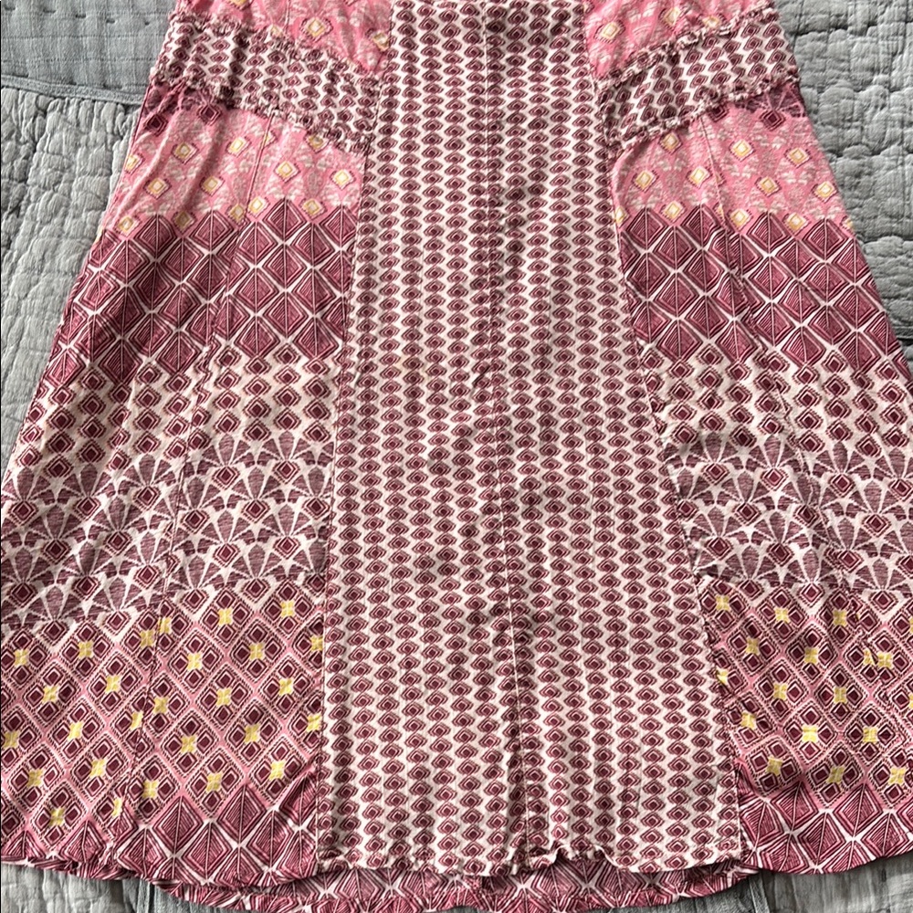 Pink and White Tiered A-Line Skirt Knee-Length Prana